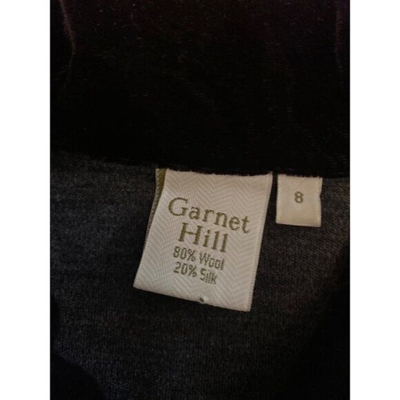 Garnet Hill, women’s grey with black velvet collar button front wool petticoat 8 - Picture 7 of 8